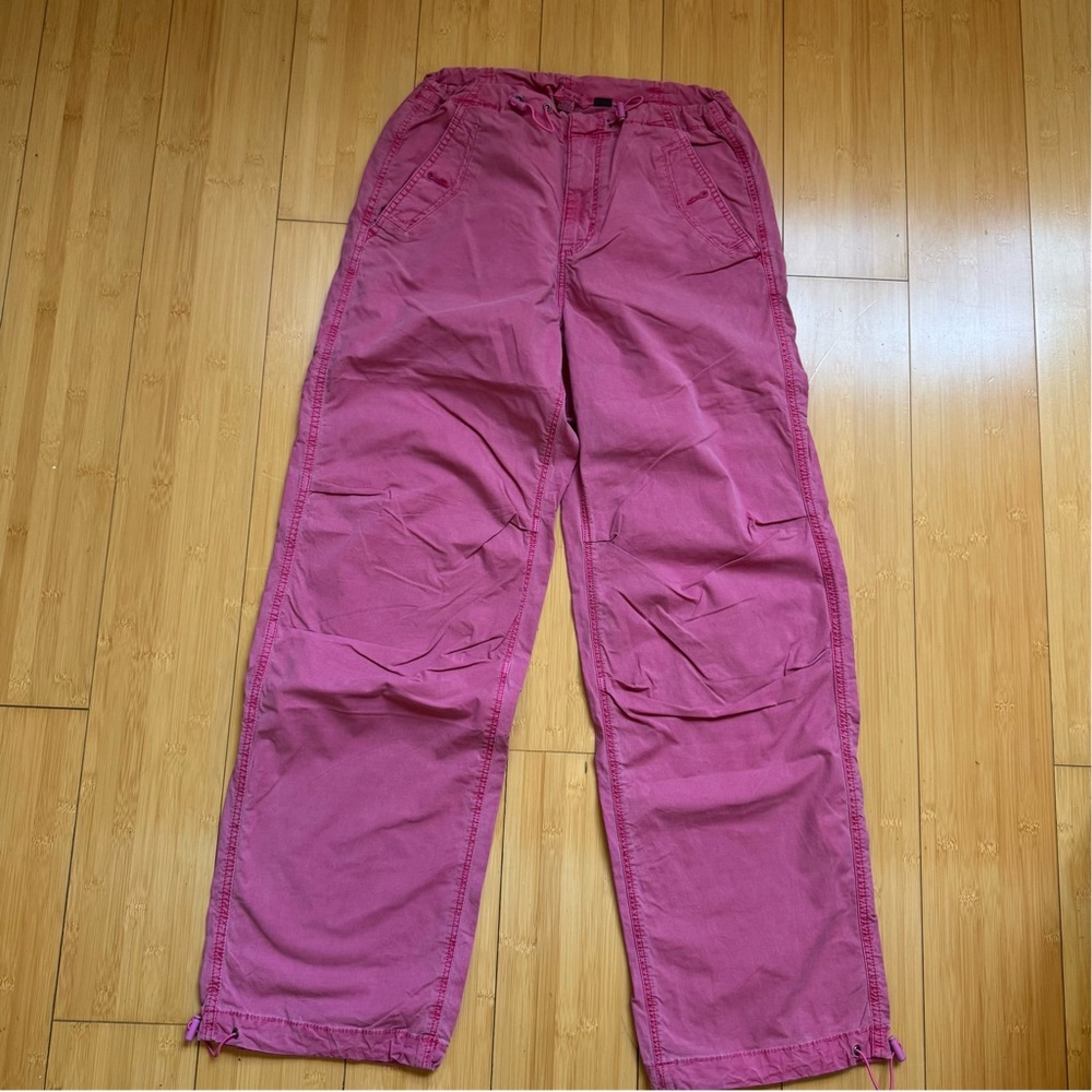 American Eagle Pink Cotton Parachute Cargo Casual Pants Size Small